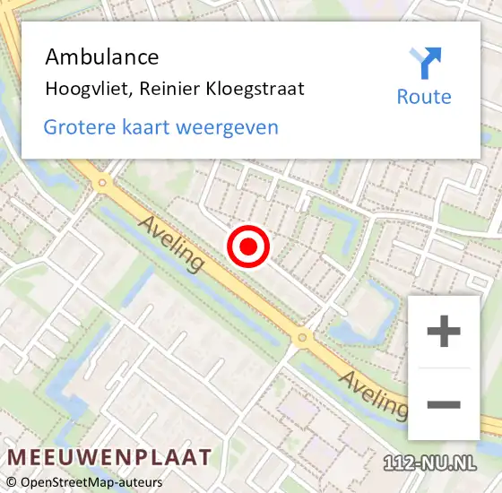 Locatie op kaart van de 112 melding: Ambulance Hoogvliet, Reinier Kloegstraat op 10 september 2017 08:45