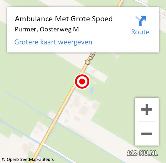 Locatie op kaart van de 112 melding: Ambulance Met Grote Spoed Naar Purmer, Oosterweg M op 10 september 2017 09:12