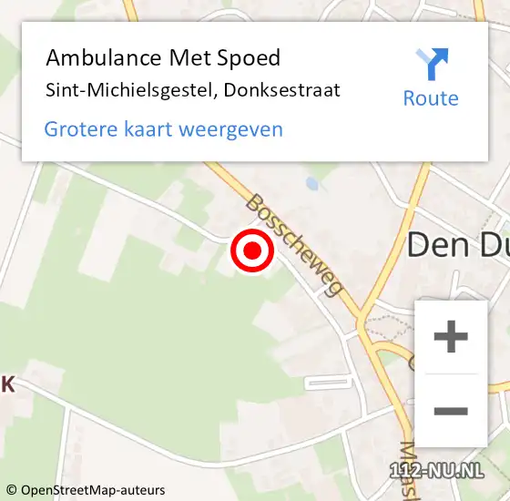 Locatie op kaart van de 112 melding: Ambulance Met Spoed Naar Sint-Michielsgestel, Donksestraat op 1 februari 2014 03:31