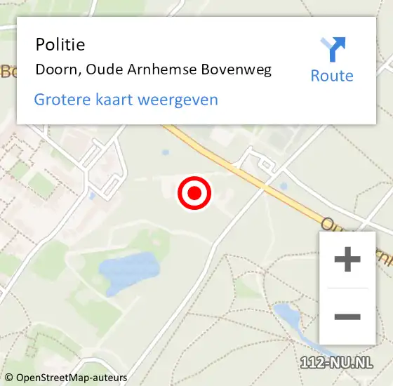 Locatie op kaart van de 112 melding: Politie Doorn, Oude Arnhemse Bovenweg op 10 september 2017 09:48