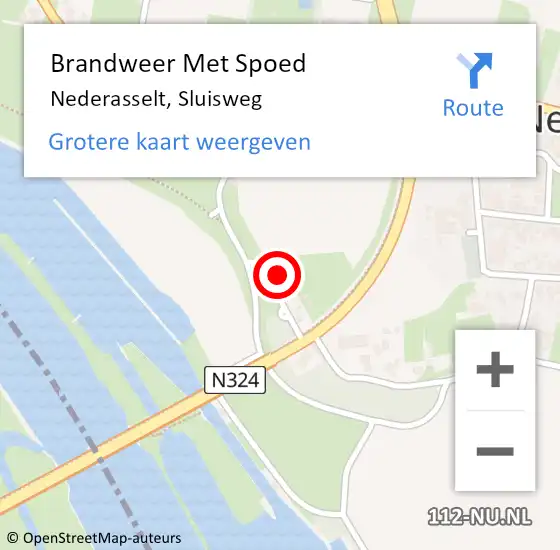 Locatie op kaart van de 112 melding: Brandweer Met Spoed Naar Nederasselt, Sluisweg op 10 september 2017 10:17