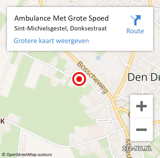 Locatie op kaart van de 112 melding: Ambulance Met Grote Spoed Naar Sint-Michielsgestel, Donksestraat op 1 februari 2014 03:44