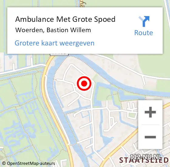 Locatie op kaart van de 112 melding: Ambulance Met Grote Spoed Naar Woerden, Bastion Willem op 10 september 2017 11:00