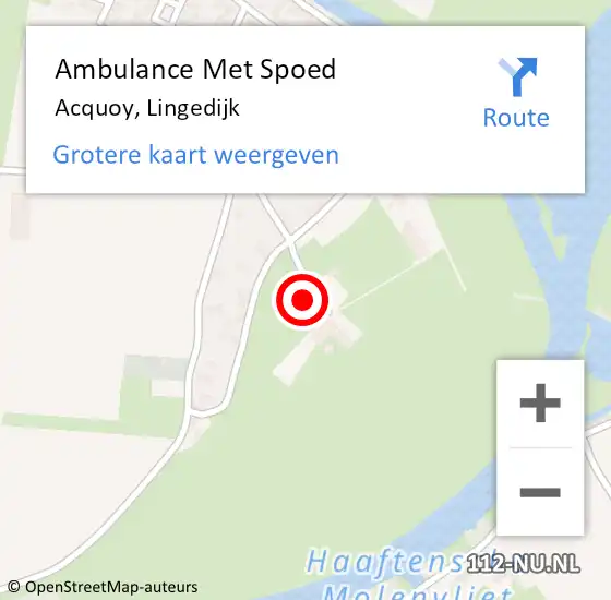 Locatie op kaart van de 112 melding: Ambulance Met Spoed Naar Acquoy, Lingedijk op 10 september 2017 11:11