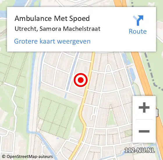Locatie op kaart van de 112 melding: Ambulance Met Spoed Naar Utrecht, Samora Machelstraat op 10 september 2017 11:17