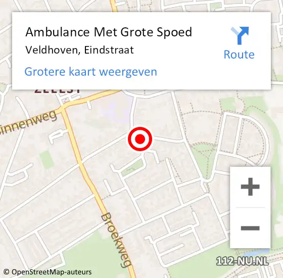 Locatie op kaart van de 112 melding: Ambulance Met Grote Spoed Naar Veldhoven, Eindstraat op 10 september 2017 11:37