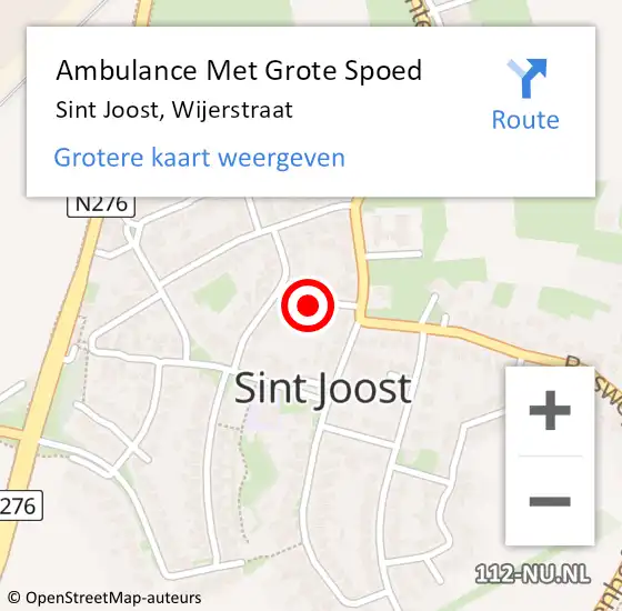 Locatie op kaart van de 112 melding: Ambulance Met Grote Spoed Naar Sint Joost, Wijerstraat op 10 september 2017 11:38