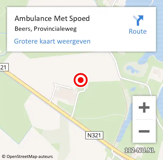 Locatie op kaart van de 112 melding: Ambulance Met Spoed Naar Beers, Provincialeweg op 10 september 2017 12:35