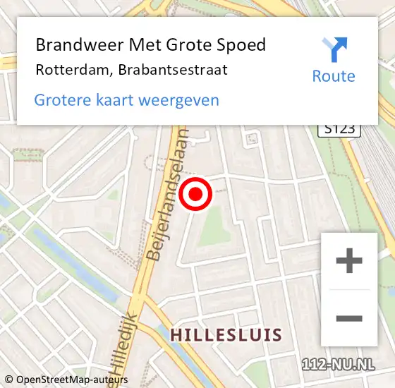 Locatie op kaart van de 112 melding: Brandweer Met Grote Spoed Naar Rotterdam, Brabantsestraat op 10 september 2017 14:12