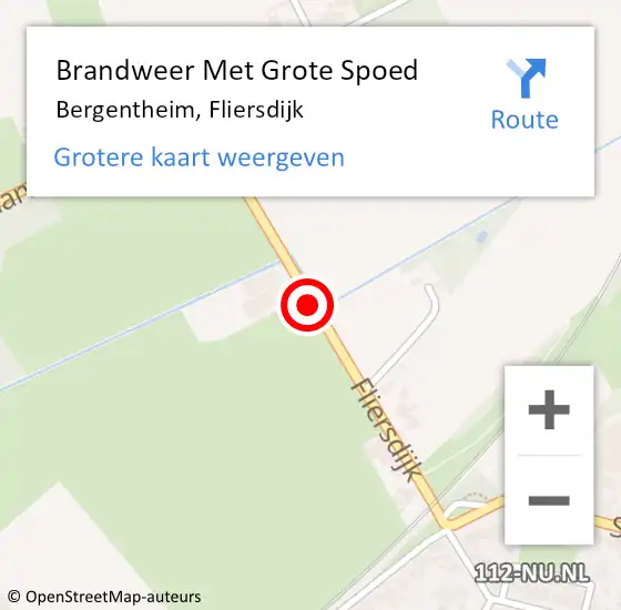 Locatie op kaart van de 112 melding: Brandweer Met Grote Spoed Naar Bergentheim, Fliersdijk op 10 september 2017 14:43