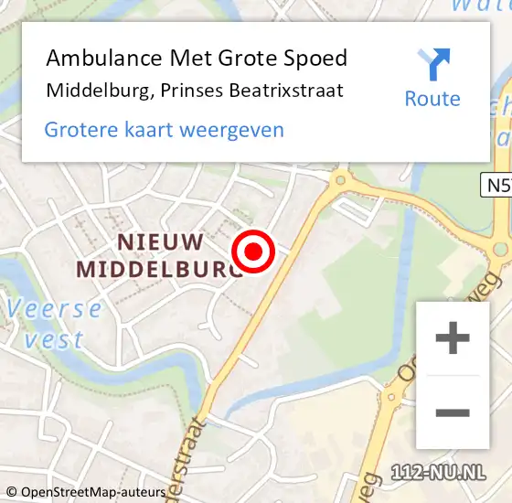 Locatie op kaart van de 112 melding: Ambulance Met Grote Spoed Naar Middelburg, Prinses Beatrixstraat op 10 september 2017 14:54