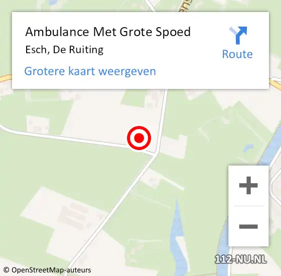 Locatie op kaart van de 112 melding: Ambulance Met Grote Spoed Naar Esch, De Ruiting op 10 september 2017 15:25