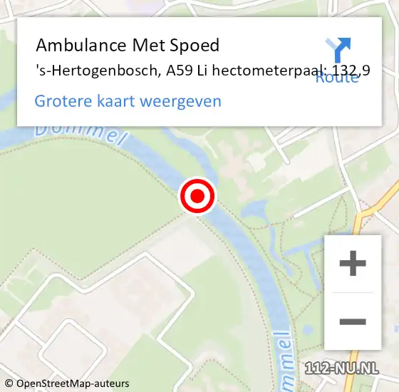 Locatie op kaart van de 112 melding: Ambulance Met Spoed Naar Vught, A65 Li hectometerpaal: 4,1 op 10 september 2017 15:32