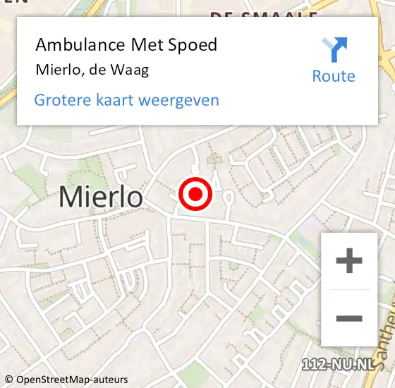 Locatie op kaart van de 112 melding: Ambulance Met Spoed Naar Mierlo, de Waag op 10 september 2017 15:39