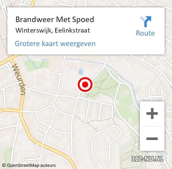 Locatie op kaart van de 112 melding: Brandweer Met Spoed Naar Winterswijk, Eelinkstraat op 10 september 2017 16:34