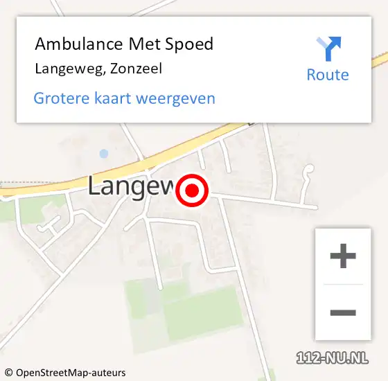 Locatie op kaart van de 112 melding: Ambulance Met Spoed Naar Langeweg, Zonzeel op 10 september 2017 17:51