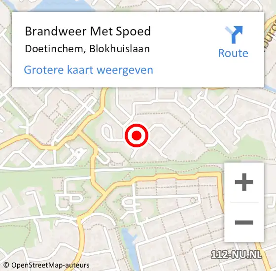Locatie op kaart van de 112 melding: Brandweer Met Spoed Naar Doetinchem, Blokhuislaan op 10 september 2017 17:52