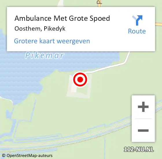 Locatie op kaart van de 112 melding: Ambulance Met Grote Spoed Naar Oosthem, Pikedyk op 10 september 2017 17:53