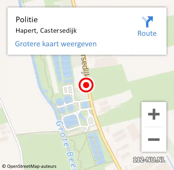 Locatie op kaart van de 112 melding: Politie Hapert, Castersedijk op 10 september 2017 18:34