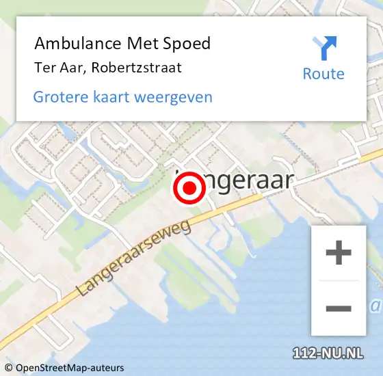 Locatie op kaart van de 112 melding: Ambulance Met Spoed Naar Ter Aar, Robertzstraat op 1 februari 2014 06:01