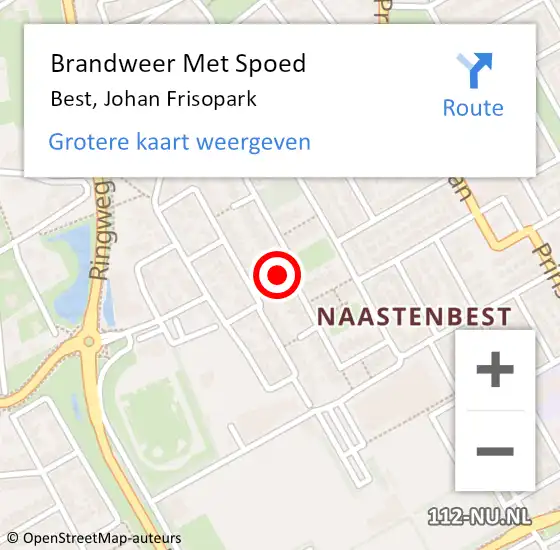 Locatie op kaart van de 112 melding: Brandweer Met Spoed Naar Best, Johan Frisopark op 10 september 2017 19:13