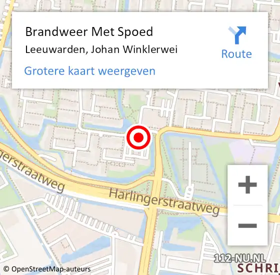 Locatie op kaart van de 112 melding: Brandweer Met Spoed Naar Leeuwarden, Johan Winklerwei op 10 september 2017 19:38