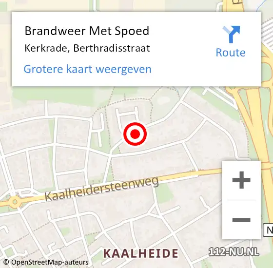 Locatie op kaart van de 112 melding: Brandweer Met Spoed Naar Kerkrade, Berthradisstraat op 10 september 2017 19:44