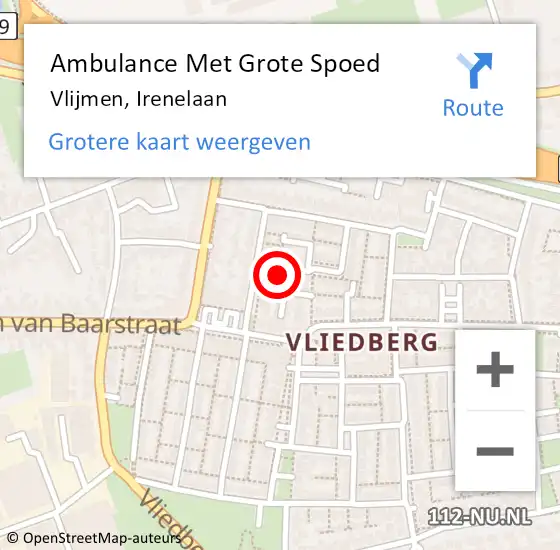 Locatie op kaart van de 112 melding: Ambulance Met Grote Spoed Naar Vlijmen, Irenelaan op 10 september 2017 20:07