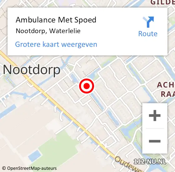 Locatie op kaart van de 112 melding: Ambulance Met Spoed Naar Nootdorp, Waterlelie op 10 september 2017 21:03