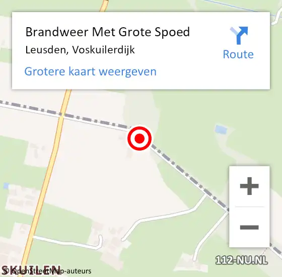 Locatie op kaart van de 112 melding: Brandweer Met Grote Spoed Naar Leusden, Voskuilerdijk op 10 september 2017 22:06