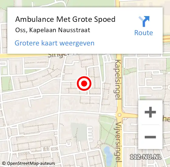 Locatie op kaart van de 112 melding: Ambulance Met Grote Spoed Naar Oss, Kapelaan Nausstraat op 10 september 2017 23:32