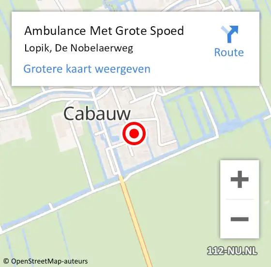 Locatie op kaart van de 112 melding: Ambulance Met Grote Spoed Naar Lopik, De Nobelaerweg op 10 september 2017 23:55