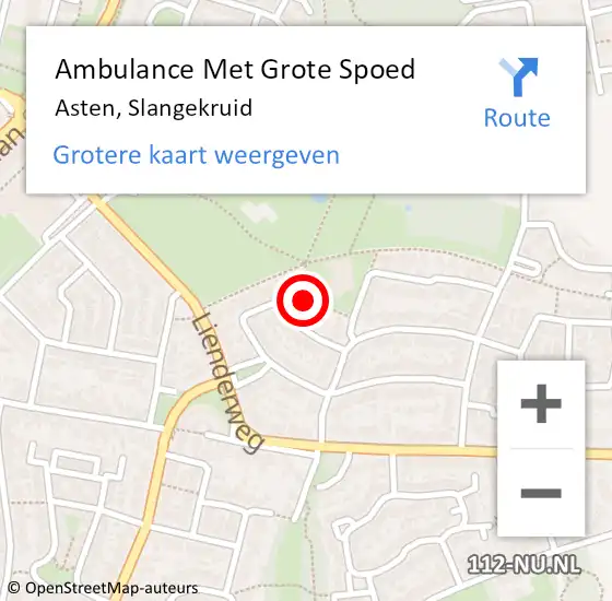 Locatie op kaart van de 112 melding: Ambulance Met Grote Spoed Naar Asten, Slangekruid op 11 september 2017 00:07