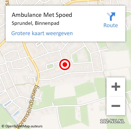 Locatie op kaart van de 112 melding: Ambulance Met Spoed Naar Sprundel, Binnenpad op 11 september 2017 00:16