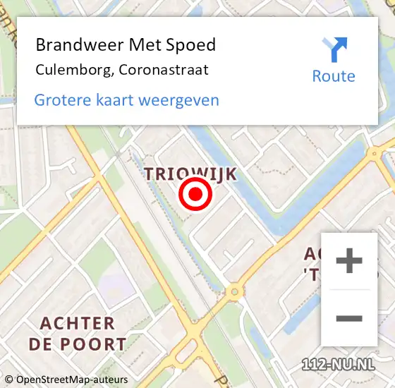 Locatie op kaart van de 112 melding: Brandweer Met Spoed Naar Culemborg, Coronastraat op 11 september 2017 02:23