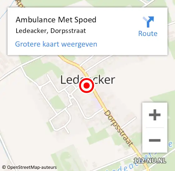 Locatie op kaart van de 112 melding: Ambulance Met Spoed Naar Ledeacker, Dorpsstraat op 1 februari 2014 07:24