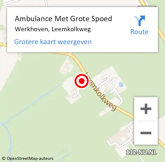 Locatie op kaart van de 112 melding: Ambulance Met Grote Spoed Naar Werkhoven, Leemkolkweg op 11 september 2017 03:07