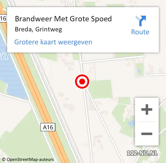 Locatie op kaart van de 112 melding: Brandweer Met Grote Spoed Naar Breda, Grintweg op 11 september 2017 03:30