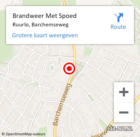 Locatie op kaart van de 112 melding: Brandweer Met Spoed Naar Ruurlo, Barchemseweg op 11 september 2017 03:39