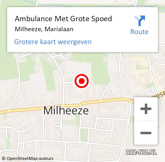 Locatie op kaart van de 112 melding: Ambulance Met Grote Spoed Naar Milheeze, Marialaan op 11 september 2017 04:20