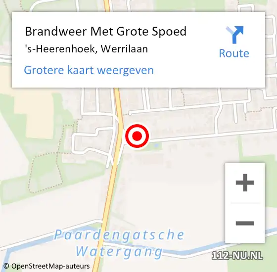 Locatie op kaart van de 112 melding: Brandweer Met Grote Spoed Naar 's-Heerenhoek, Werrilaan op 11 september 2017 05:08