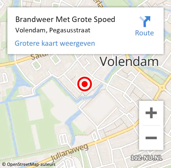 Locatie op kaart van de 112 melding: Brandweer Met Grote Spoed Naar Volendam, Pegasusstraat op 11 september 2017 09:45