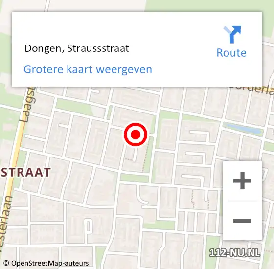 Locatie op kaart van de 112 melding:  Dongen, Straussstraat op 11 september 2017 09:52