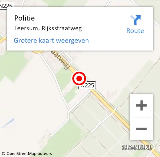 Locatie op kaart van de 112 melding: Politie Leersum, Rijksstraatweg op 1 februari 2014 08:01