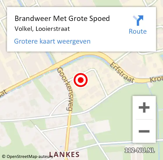 Locatie op kaart van de 112 melding: Brandweer Met Grote Spoed Naar Volkel, Looierstraat op 11 september 2017 10:46