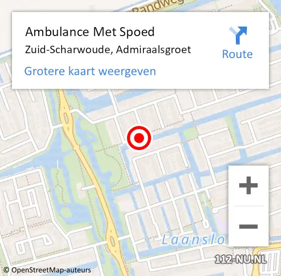 Locatie op kaart van de 112 melding: Ambulance Met Spoed Naar Zuid-Scharwoude, Admiraalsgroet op 11 september 2017 10:49