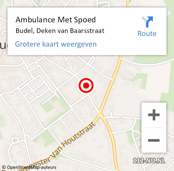 Locatie op kaart van de 112 melding: Ambulance Met Spoed Naar Budel, Deken van Baarsstraat op 11 september 2017 12:07