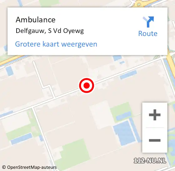 Locatie op kaart van de 112 melding: Ambulance Delfgauw, S Vd Oyewg op 11 september 2017 12:31