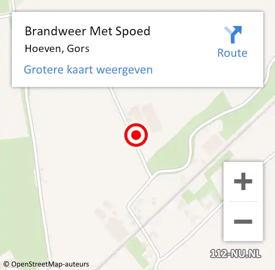 Locatie op kaart van de 112 melding: Brandweer Met Spoed Naar Hoeven, Gors op 11 september 2017 13:41