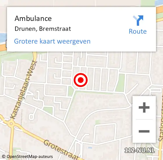 Locatie op kaart van de 112 melding: Ambulance Drunen, Bremstraat op 11 september 2017 13:42